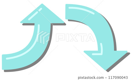 Curved arrow light blue set (with reflection and shadow) Curved arrow light blue set (with reflection and shadow) 117090043