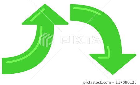 Curved arrow green set (with reflection) 117090123