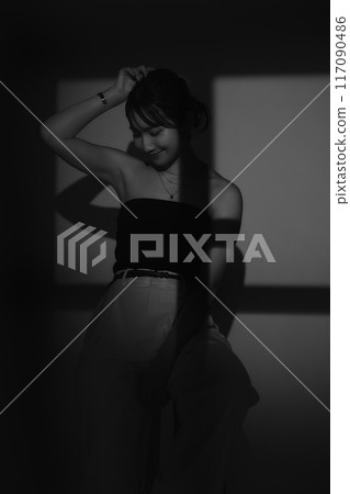 Female portrait in light and shadow 117090486
