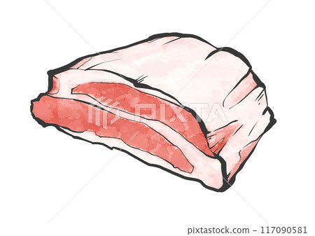 Hand-drawn illustration of beef brisket 117090581