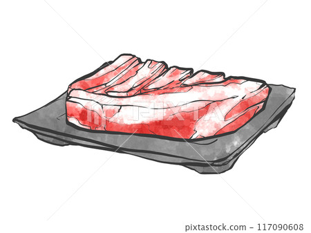 牛肉蕎麥玫瑰的手寫畫筆繪畫風格插圖 牛肉蕎麥玫瑰的手寫畫筆繪畫風格插圖 117090608