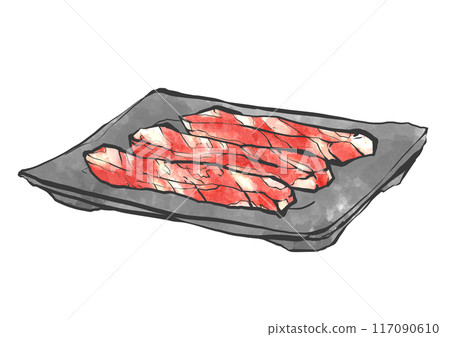 Hand-drawn illustration of beef offal 117090610