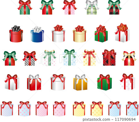 聖誕生日禮物禮盒簡約可愛插畫素材套裝 117090694