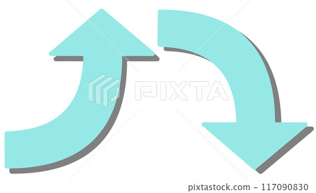 Curved arrow light blue set (with shadow) 117090830