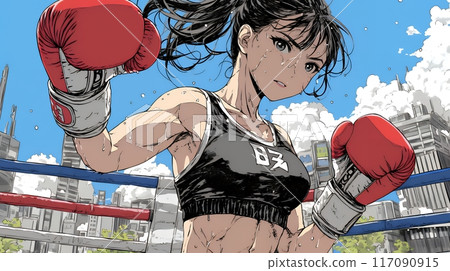 年輕女拳擊手 117090915