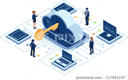 Isometric Cloud-Based Solution with Key and User Isometric Cloud-Based Solution with Key and User 117091247