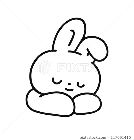 可愛的兔子睡覺-畫線 可愛的兔子睡覺-畫線 117091410
