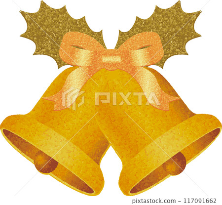 聖誕鐘聲水彩緞帶裝飾插畫素材 聖誕鐘聲水彩緞帶裝飾插畫素材 117091662