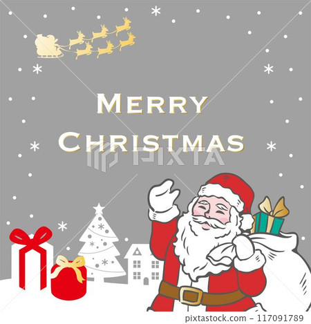 Frame Christmas Santa Claus cityscape background copy space illustration material 117091789