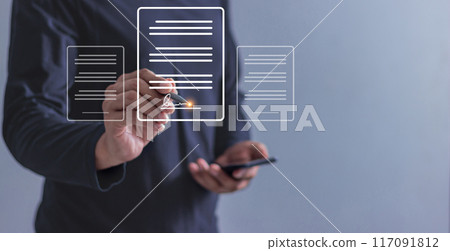 Young man uses a smartphone to sign a business contract online Young man uses a smartphone to sign a business contract online 117091812