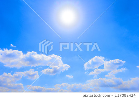 Sunshine and clouds on a clear autumn day (copy space version) Sky seen from the great outdoors "Minamiaso Roadside Station Aso-no-Sato Kugino" 117092424