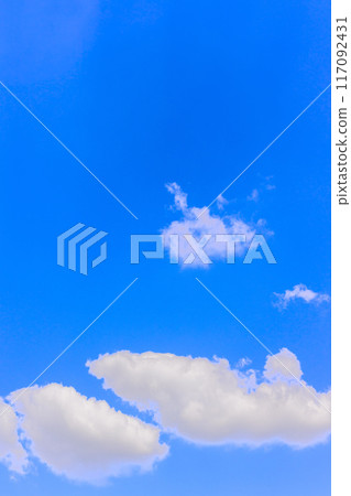 Blue sky and clouds (copy space version) Sky seen from the great outdoors "Minamiaso Roadside Station Aso-no-Sato Kugino" 117092431