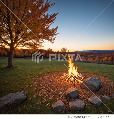 Bonfire at the campsite 117092530