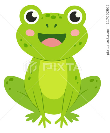 Happy frog. Green toad. Smiling animal character Happy frog. Green toad. Smiling animal character 117092962