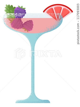 Cocktail glass with fresh berries and fruits. Summer drink Cocktail glass with fresh berries and fruits. Summer drink 117093003