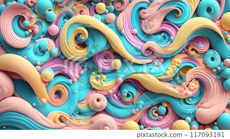 Whimsical, colorful waves with playful bubbles background shadow 3d wallpaper 117093191