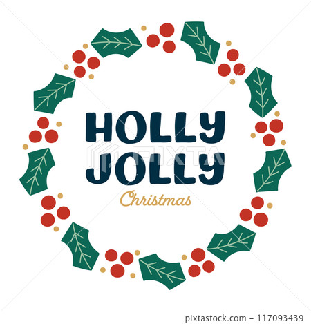 手繪聖誕圓形裝飾框材料 117093439