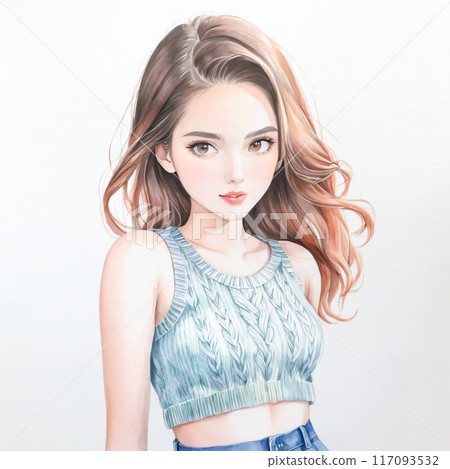 Asian Beauty Watercolor Illustration 117093532