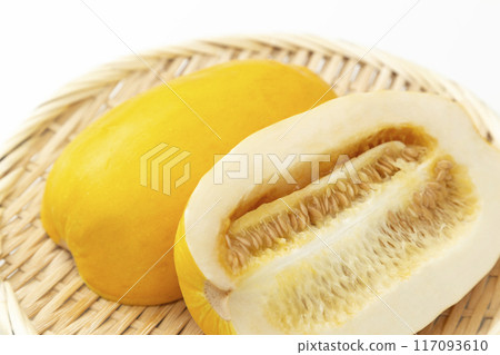 Cut watermelon on a white background 117093610