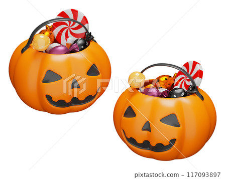 candy in a jack o lantern 3D image candy in a jack o lantern 3D image 117093897