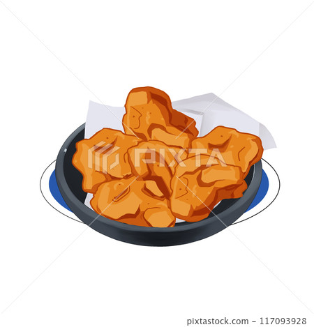 Fried chicken with plate Fried chicken with plate 117093928