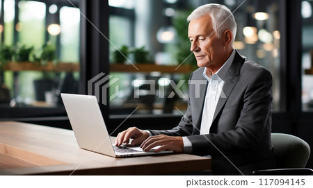 Elderly man using a computer 2Generative AI 117094145