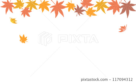 Maple leaves, background frame of leaves falling in the wind, cute hand drawn illustration Maple leaves, background frame of leaves falling in the wind, cute hand drawn illustration 117094312