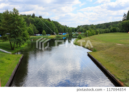 Landscape of forest and river on a sunny summer day  117094854