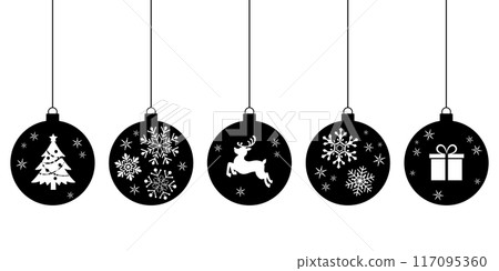 Black simple Christmas ornament_vector illustration 117095360