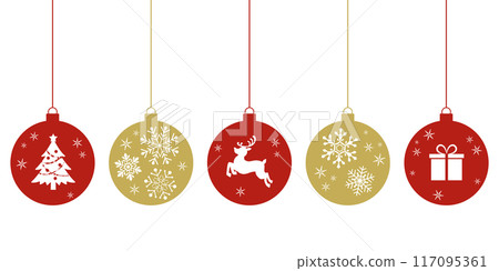 Simple red and gold Christmas ornaments_vector illustration 117095361