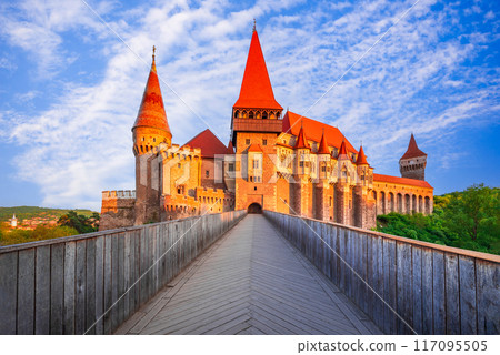 Corvin Castle is an amazing medieval landmark of Hunedoara, Transylvania historical region in Romania. Europe place to visit. 117095505