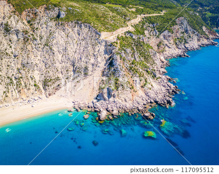 Kefalonia, Greece. Platia Ammos Beach, beautiful Greek Islands. 117095512