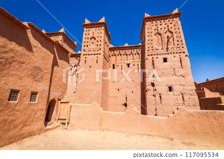 Skoura, Morocco. Kasbah Amridil, ancient citadel in High Atlas mountains, North Africa. Skoura, Morocco. Kasbah Amridil, ancient citadel in High Atlas mountains, North Africa. 117095534