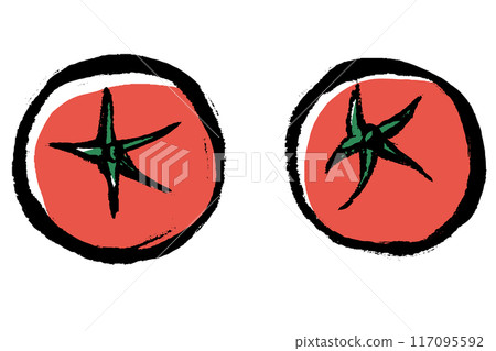 A set of two brush-style illustrations of cherry tomatoes 117095592