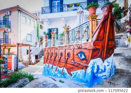 Parga, Greece. Beautiful colorful coastal town in Epirus, Greek holidays. Parga, Greece. Beautiful colorful coastal town in Epirus, Greek holidays. 117095622