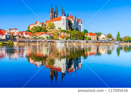 Meissen, Saxony. Albrechtsburg medieval burg and cathedral on the River Elbe, Germany travel sight. Meissen, Saxony. Albrechtsburg medieval burg and cathedral on the River Elbe, Germany travel sight. 117095636