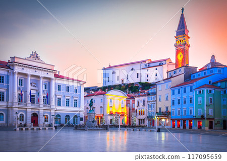Piran, Slovenia - Tartini Square morning lights Piran, Slovenia - Tartini Square morning lights 117095659