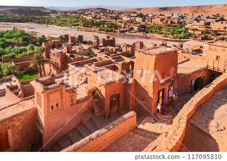 Ait Ben-Haddou, Morocco. High Atlas mountains beautiful village in  North Africa. 117095810