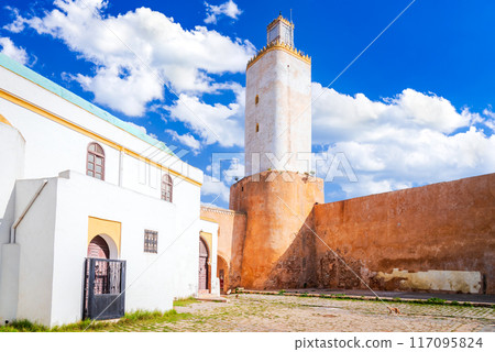 El Jadida, Morocco. Great Mosque in portuguesee fortress of Mazagan, colonial North Africa. 117095824