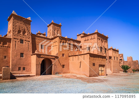 Skoura, Morocco. Kasbah Amridil, historical fortified architecture in High Atlas mountains range. 117095895