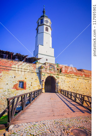 Belgrade, Serbia. Kalemegdan Fortress walls and Sahat Kula (Clock Tower) 117095901