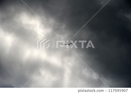 A glider soaring high on the air currents 117095907