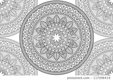 Mandala Coloring page for kids and adults Circular pattern.  117096419