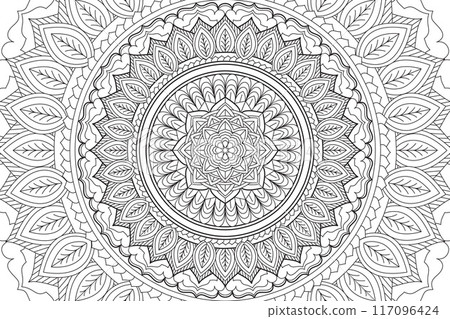 Mandala Coloring page for kids and adults Circular pattern. Mandala Coloring page for kids and adults Circular pattern. 117096424