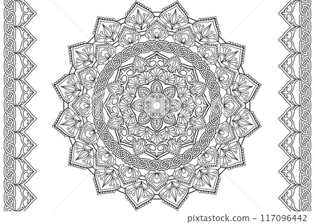 Mandala Coloring page for kids and adults Circular pattern. Mandala Coloring page for kids and adults Circular pattern. 117096442