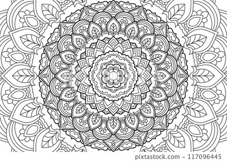 Mandala Coloring page for kids and adults Circular pattern.  117096445