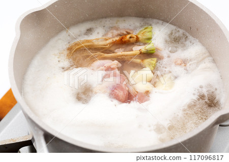 Thai food, Khao Man Gai cooking scene Thai food, Khao Man Gai cooking scene 117096817