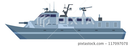 Warship icon. Naval army transport. Military ship Warship icon. Naval army transport. Military ship 117097078