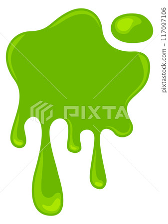 Dripping green slime. Cartoon toxic blob stain 117097106