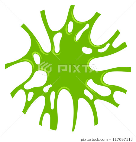 Green slime splash. Cartoon liquid paint stain 117097113